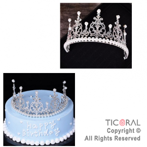 Corona metal para decoracin de tortas 12.5 cm diametro plata x 1